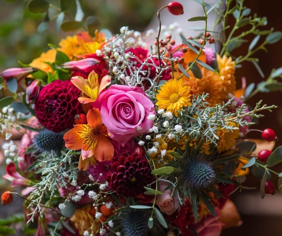 bouquet of brightly colored flowers