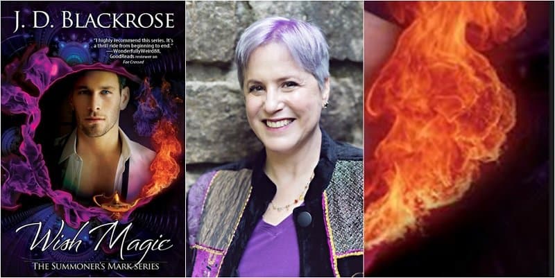 Three paned image featuring author headshot and Wish Magic book cover
