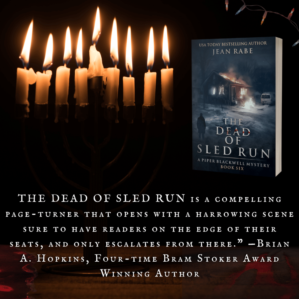 burning candles and a quote with the cover of The Dead of Sled Run by Jean Rabe