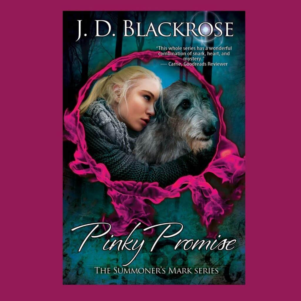 Pinky Promise cover featuring a wolfhound and a blond woman